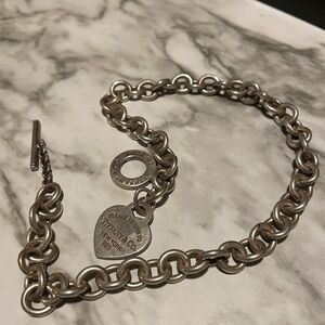 Tiffany & Co. Silver Chain Necklace with Heart Charm